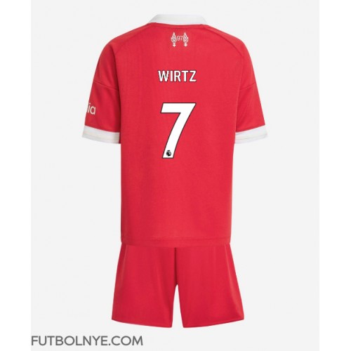 Camiseta Liverpool Florian Wirtz #7 Primera Equipación para niños 2025-26 manga corta (+ pantalones cortos)